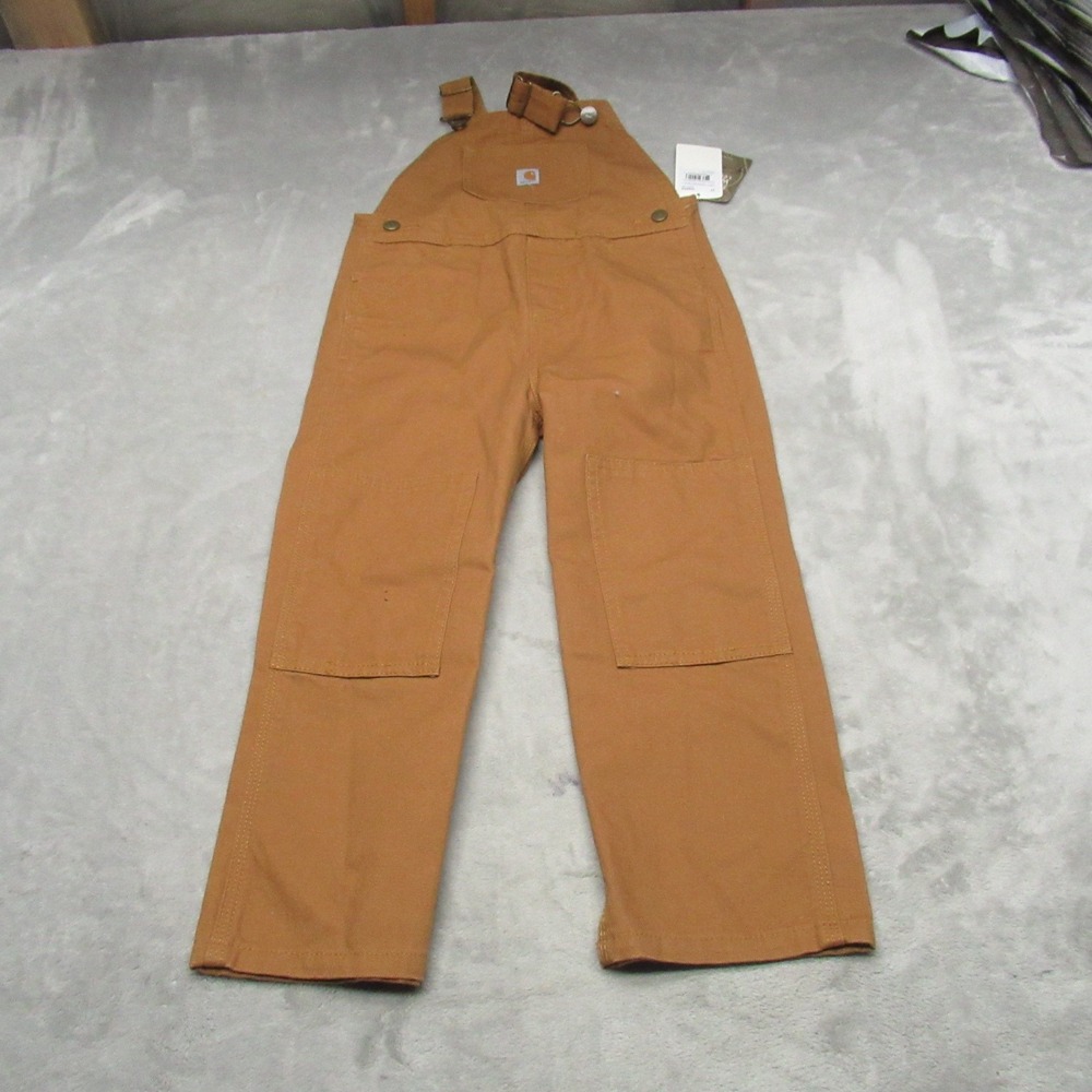 Carhartt Bib Overalls Toddler 4T Brown Duck Washed Canvas Loose Fit OX8609-B NEW